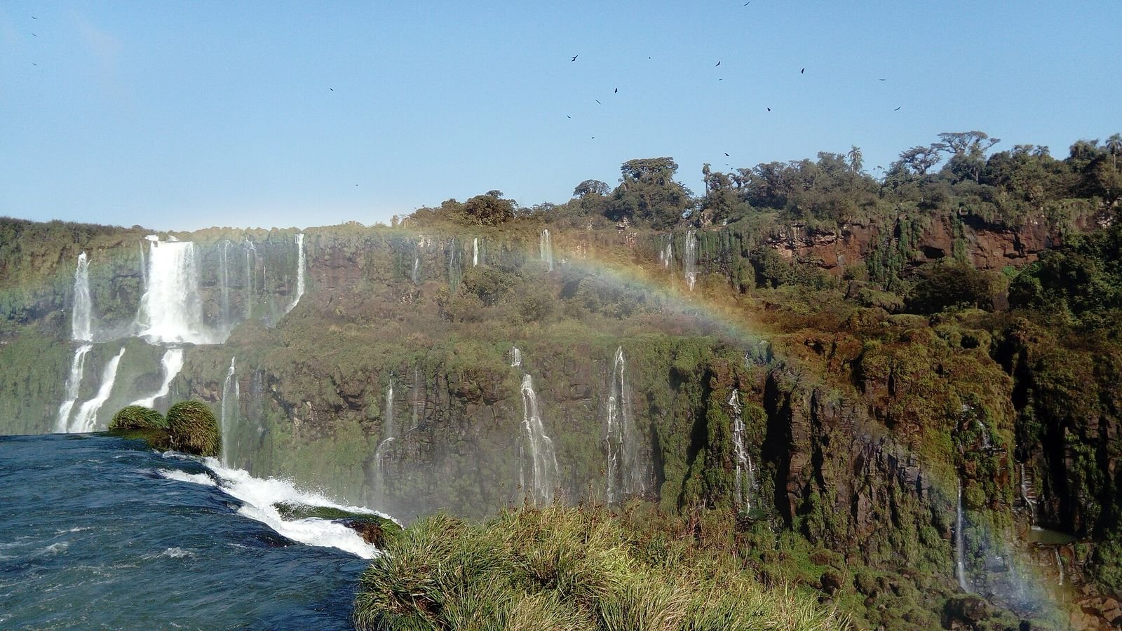 A rainbow over the Iguacu Falls, Brazil