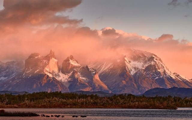 Sunrise on the Cuernos del Paine, Torres del Paine, Chile