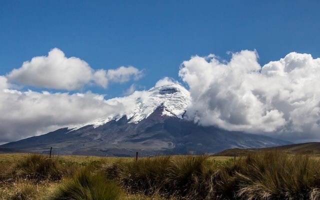 The snow-capped cone of Cotopaxi, Ecuador