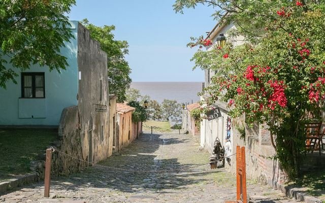 A cobbled street in Colonia del Sacramento, Uruguay